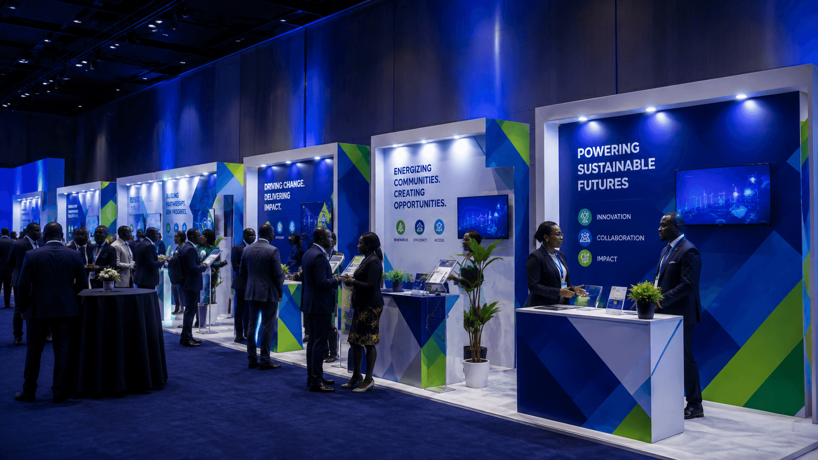 Exhibitor showcasing technology to attendees at NESI Week